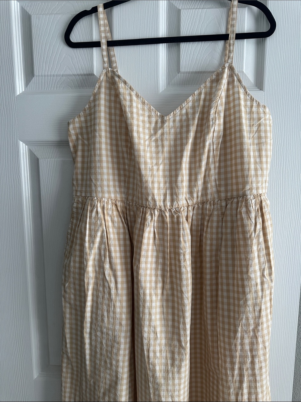 Old Navy Beige Gingham Midi Dress - Picture 2 of 3